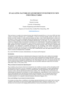 Evaluating factors of government investment in new industrial parks