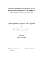 A comparison between myofascial dry needling with and without full post-needling protocol in the treatment of acute myofascial pain and dysfunction syndrome