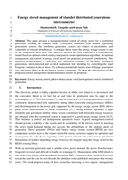 Energy stored management of islanded distributed generations  interconnected