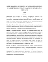 Nurse managers experiences of their leadership roles in a specific mining primary healthcare service in the West Rand