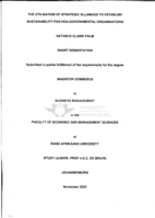 The utilisation of strategic alliances to establish sustainability for non-governmental organisations