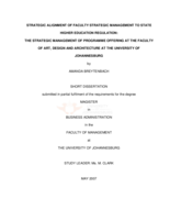 Strategic alignment of faculty strategic management to state higher education regulation: the strategic management of programme offering at the faculty of art, design and architecture at the University of Johannesburg