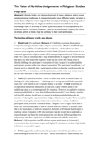 The value of no value judgements in Religious Studies