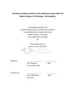 A formative student evaluation of the individual courses within the Masters Degree in Technology : Homoeopathy