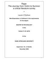 Rape: the journey from victim to survivor: a critical literature survey
