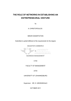 The role of networks in establishing an entrepreneurial venture