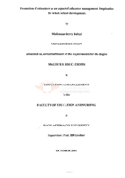 Promotion of educators as an aspect of educator management : implication for whole school development