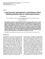 Local economic development in sub-Saharan Africa : defining potential roles for national government