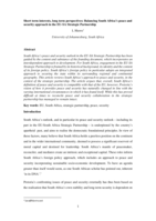 Short term interests, long term perspectives : balancing South Africa’s peace and security approach in the EU-SA Strategic Partnership