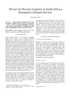 Drivers for reverse logistics in South Africa a taxonomic literature review