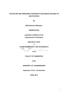 The nature and problems of metropolitan service delivery in South Africa