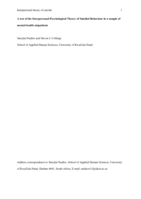 A test of the Interpersonal-psychological theory of suicidal behaviour in a sample of mental health outpatients