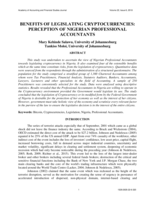 Benefits of legislating cryptocurrencies : perception of Nigerian professional accountants