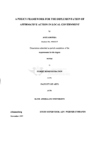 A policy framework for the implementation of affirmative action in local government