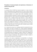 Perceptions of school principals and experiences of disclosure of teachers living with HIV