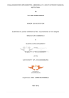 Challenges when implementing a BEE deal at a South African financial institution