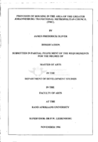 Provision of housing in the area of the Greater Johannesburg Transitional Council (TMC)