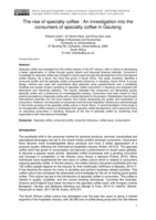 The rise of specialty coffee : an investigation into the consumers of specialty coffee in Gauteng