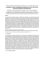 Learning curve for improved productivity in the South African construction industry