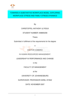 Towards a substantive workplace model: exploring workplace stress and family stress dynamics