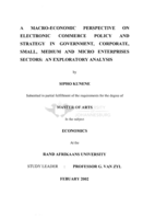 A macro-economic perspective on electronic commerce policy and strategy in government, corporate, small, medium and micro enterprises sectors : an exploratory analysis