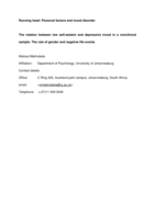 The relation between low self-esteem and depressive mood in a nonclinical sample : the role of gender and negative life events