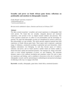 Sexuality and power on South African game farms; reflections on positionality and emotions in ethnographic research