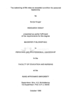 The balancing of life roles as essential condition for personal leadership