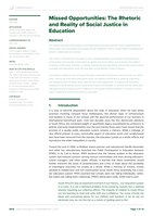 Missed opportunities : the rhetoric and reality of social justice in education