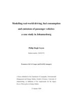 Modelling real-world driving, fuel consumption and emissions of passenger vehicles : a case study in Johannesburg