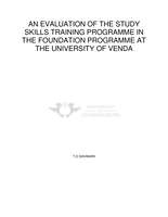 An evaluation of the study skills training programme in the foundation programme at the University of Venda