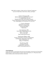 Rape myth acceptance : gender and cross-national comparisons across the United States, South Africa, Ghana, and Nigeria