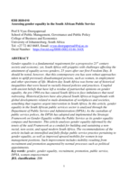 Assessing gender equality in the South African Public Service