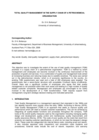 Total quality management in the supply chain of a petrochemical organisation
