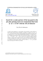 Search for a scalar partner of the top quark in the jetsplus missing transverse momentum final state at√s = 13 TeV with the ATLAS detector