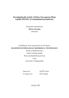 Investigating the toxicity of Dense Non-aqueous Phase Liquids (DNAPL) in contaminated groundwater