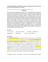 A constitutional based transformative approach to reforming the security sector in Africa’s post liberation war countries