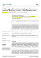 A policy approach towards achieving regional economic re-silience in developing countries : evidence from the SADC