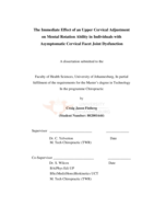 The immediate effect of an upper cervical adjustment on mental rotation ability in individuals with asymptomatic cervical facet joint dysfunction