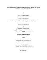 Challenging anti-competitive behaviour by SMEs in the South African manufacturing sector