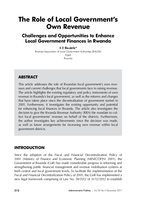 The role of local government’s own revenue challenges and opportunities to enhance local government finances in Rwanda