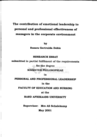 The contribution of emotional leadership to personal and  professional effectiveness of managers in the corporate environment