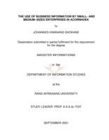 The use of business information by small- and medium-sized  enterprises in Acornhoek