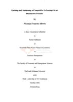 Gaining and sustaining a competitive advantage in an optometric practice