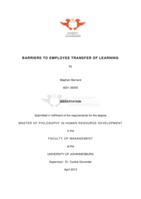 Barriers to employee transfer of learning