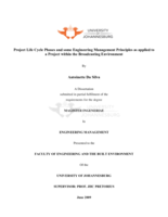 Project life cycle phases and some engineering management principles as applied to a project within the broadcasting environment
