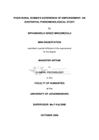 Poor-rural women's experience of empowerment : an existential phenomenological study