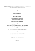 The contribution of a personal mission statement towards personal leadership
