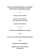 Effective transformational leadership behaviours for managing change.