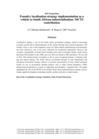 Foundry localisation strategy implementation as a vehicle to South African industrialisation : MCTS contribution